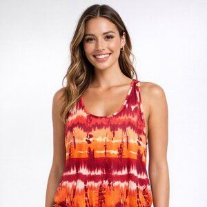 Love Squared Red and Orange Tie-Dye Tank Top